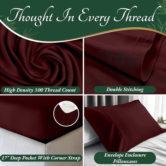 6- NIB Bamboo Sheets KingSize 6 pcs-Ultra Soft & Luxuriously Cooling, 17" Deep - Picture 3 of 8